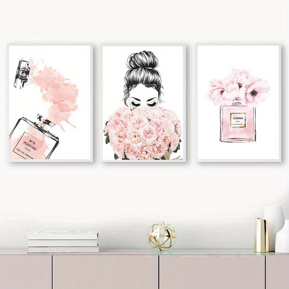 Moda di lusso rosa trendy femminile stampa artistica su tela pittura make  up nordico poster quadri moderni da parete soggiorno decor