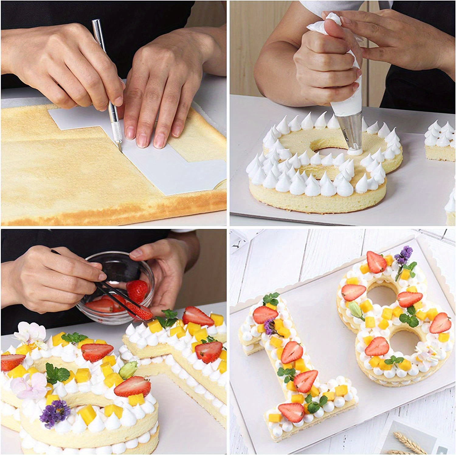 9pcs number cake stencils 0 8 flat plastic templates cutting number mold   stencils for diy numbers cakes   8 10 12 details 3