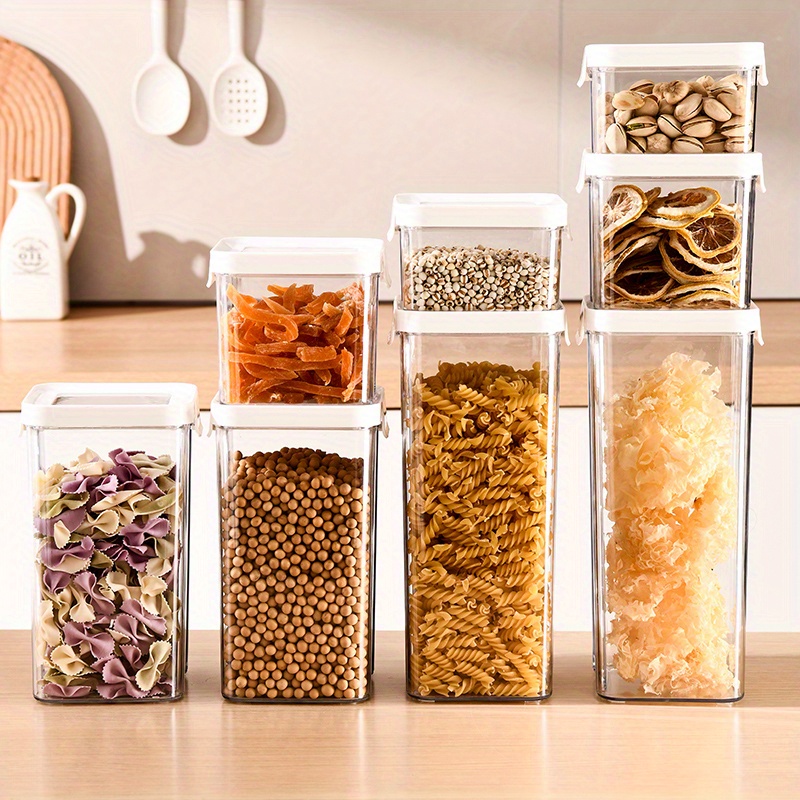 Large Stackable Airtight Food Spice Jars With Lid Mason Cookie Candy Sugar  Plastic Containers Kitchen Rice Storage Organization
