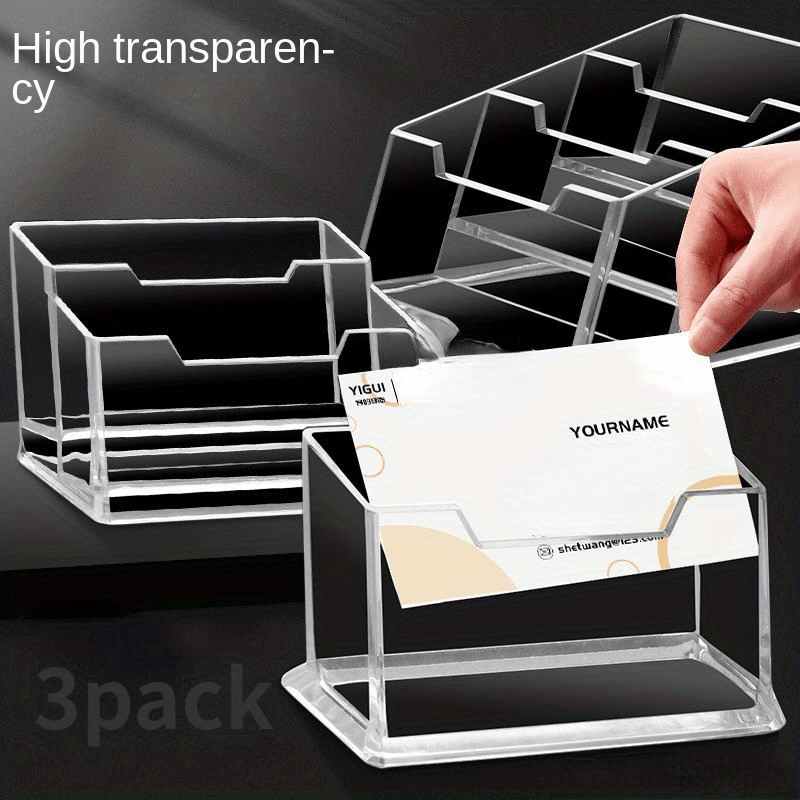 Business Card Holder, Desktop, 4-tier, Acrylic - Clear