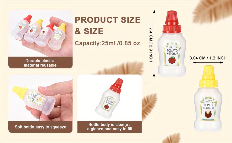 1pc Mini Condiment Squeeze Bottle, 30ml Leakproof Mini Ketchup Bottle,  Refillable Portable Container For Tomato Sauce, Honey, Salad Dressing,  Suitable For Lunch Box, Bpa-free (various Colors Shipped Randomly)