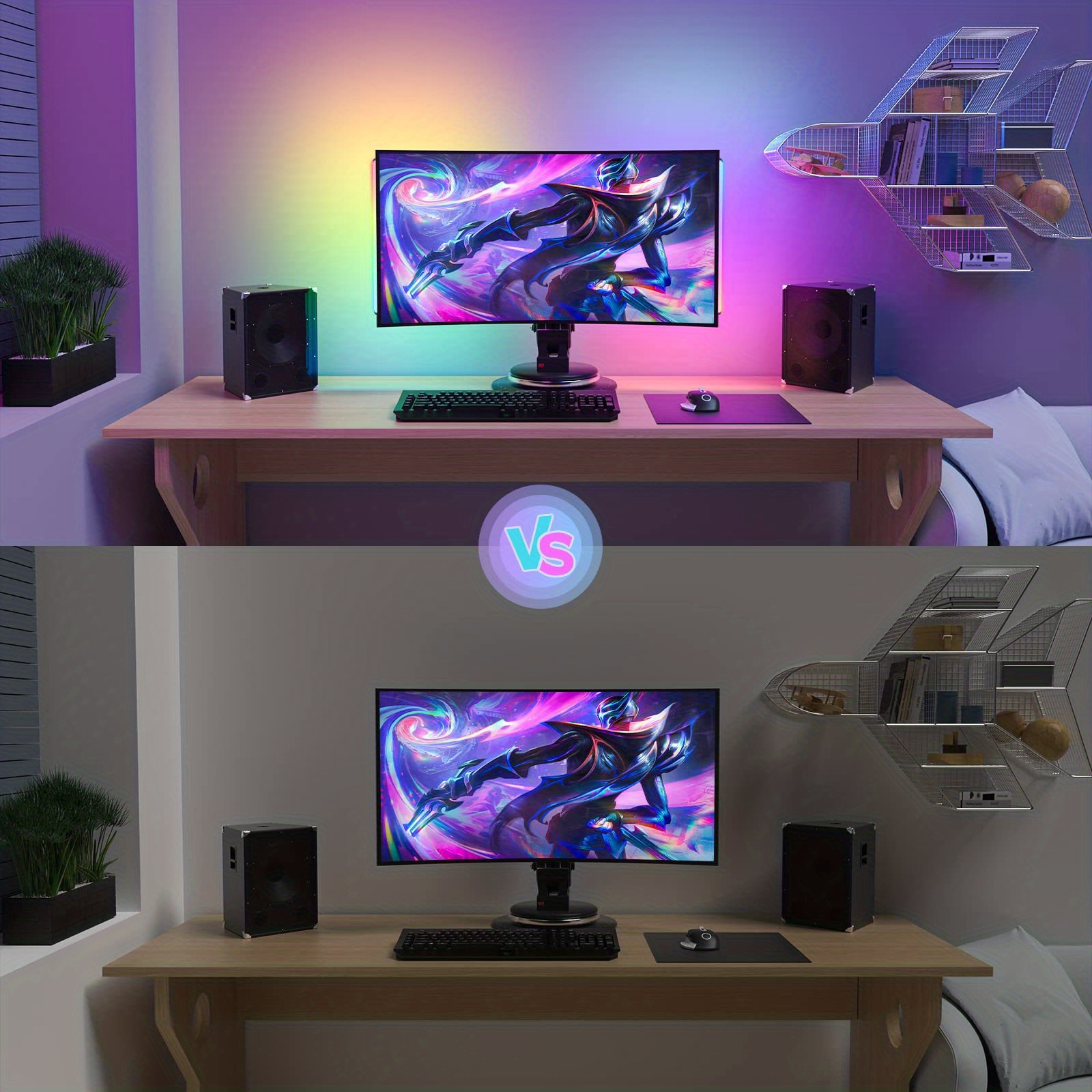 1 set under monitor rgb light bar led light for desk gaming setup usb powered keyboard light 12 inch 5v 100 color change modes app control led ambient lights for room decor desk setup pc details 6