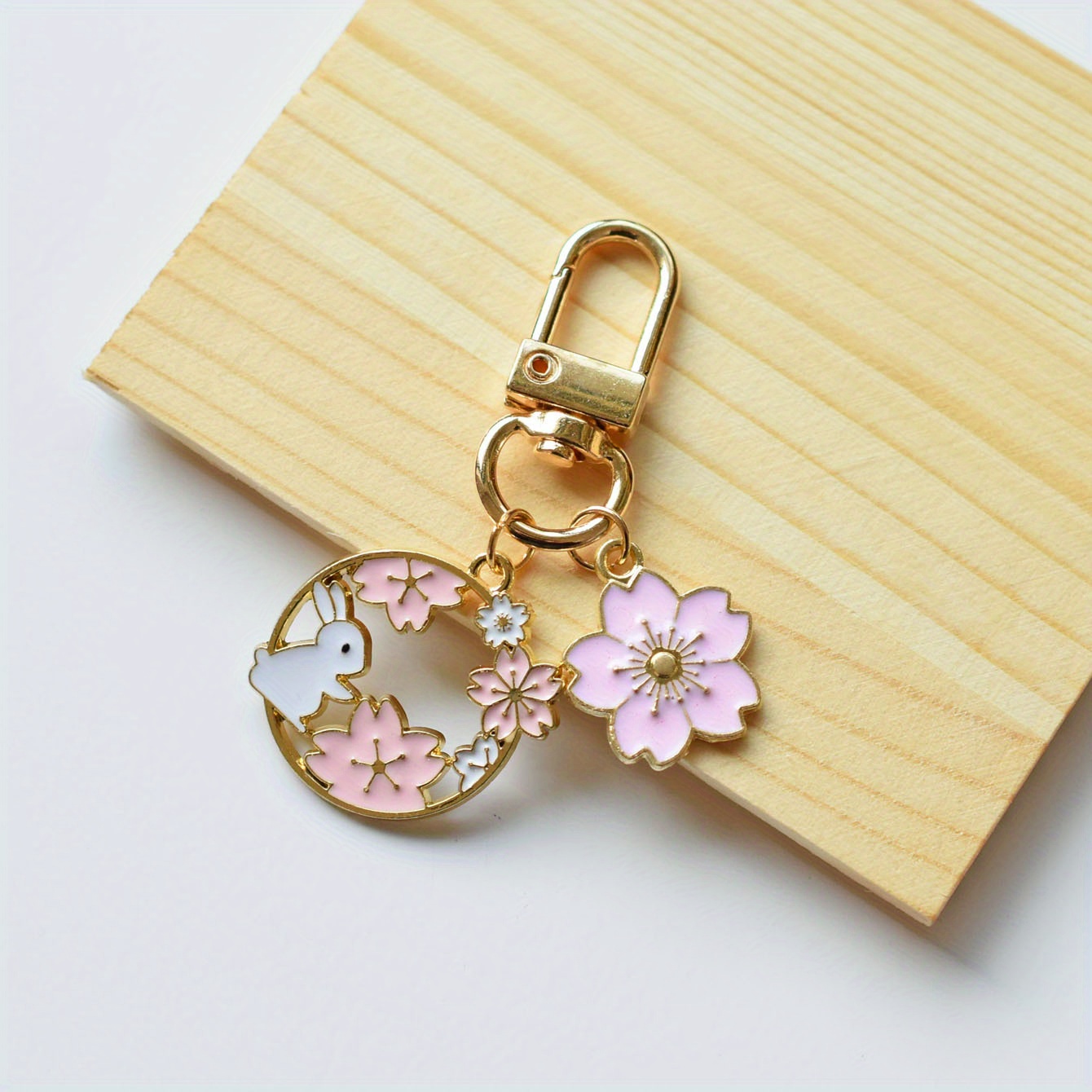 Cute Enamel Keychain Flower Fox Key Ring Animal Key Chains