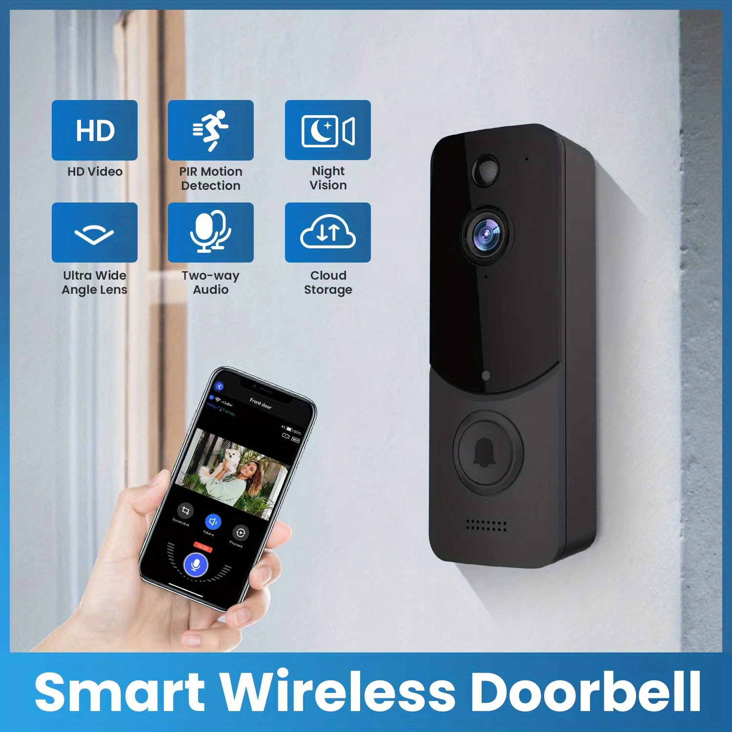 Wireless Video Doorbell Camera Smart Home Security Doorbell Camera ...