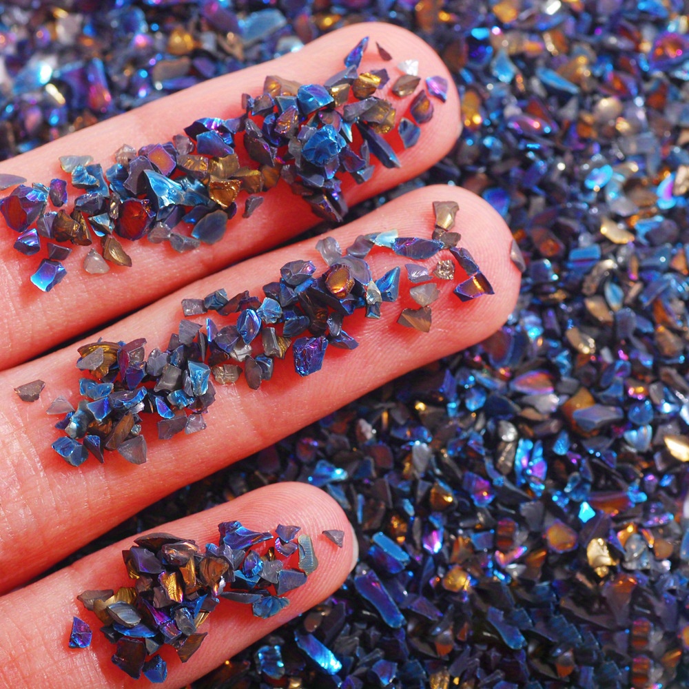 Crushed Glass Glitter Resin Multicolor Irregular Metal Fragments