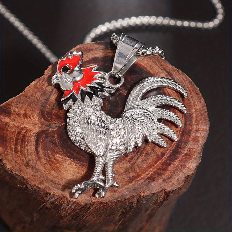 Golden Steel rooster pendant / Rooster pendant / Rooster 