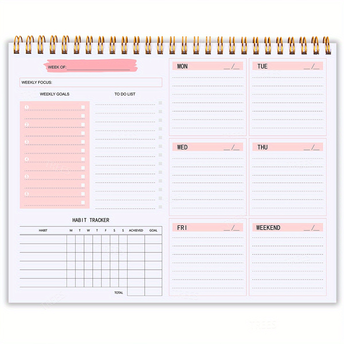 1pc 9 5 7 8in Agenda Spiral Desk Pad Daily Schedule Notebook With 52 Sheets