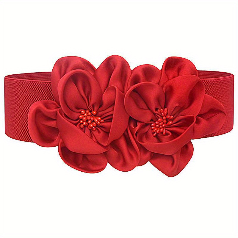 Double Flower Wide Girdle Solid Elastic Waistband