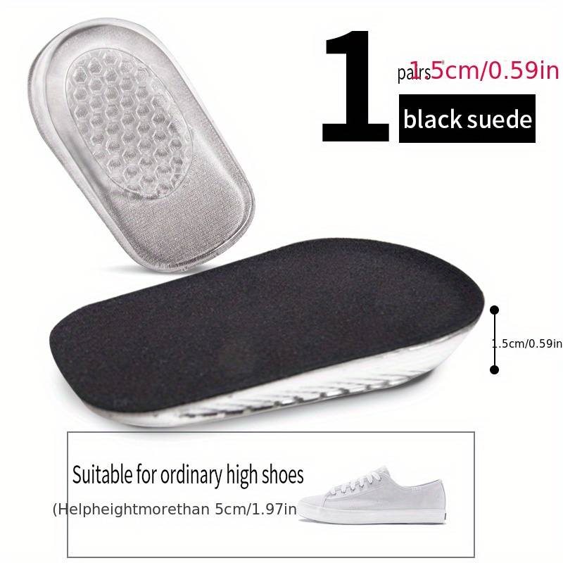 Gel Height 1.5-3.5cm/0.59-1.38 Inch Height Increase Insole Heel Lifting Inserts Shoe Elastic Support Insert For Unisex