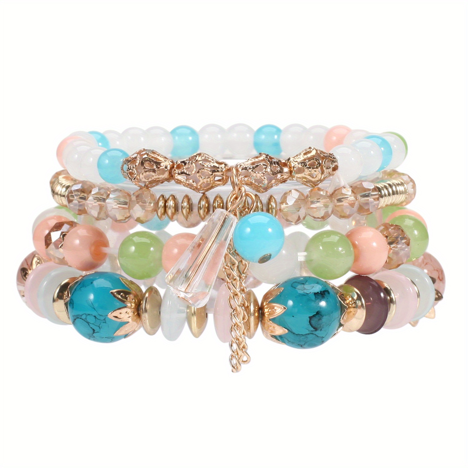 beaded boho multi strands seed beads love beads bracelet 12pc set 