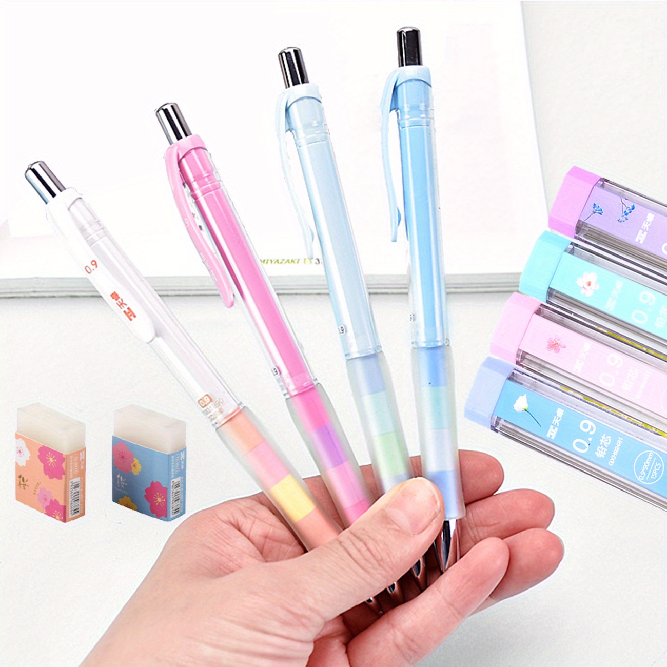 4pcs/Pack Pastel Color 0.9mm Thick Core Unbreakable Student Writing And  Drawing Mechanical Pencils, With 4 Boxes Of HB Pencil Leads, 2 Random Color  Er