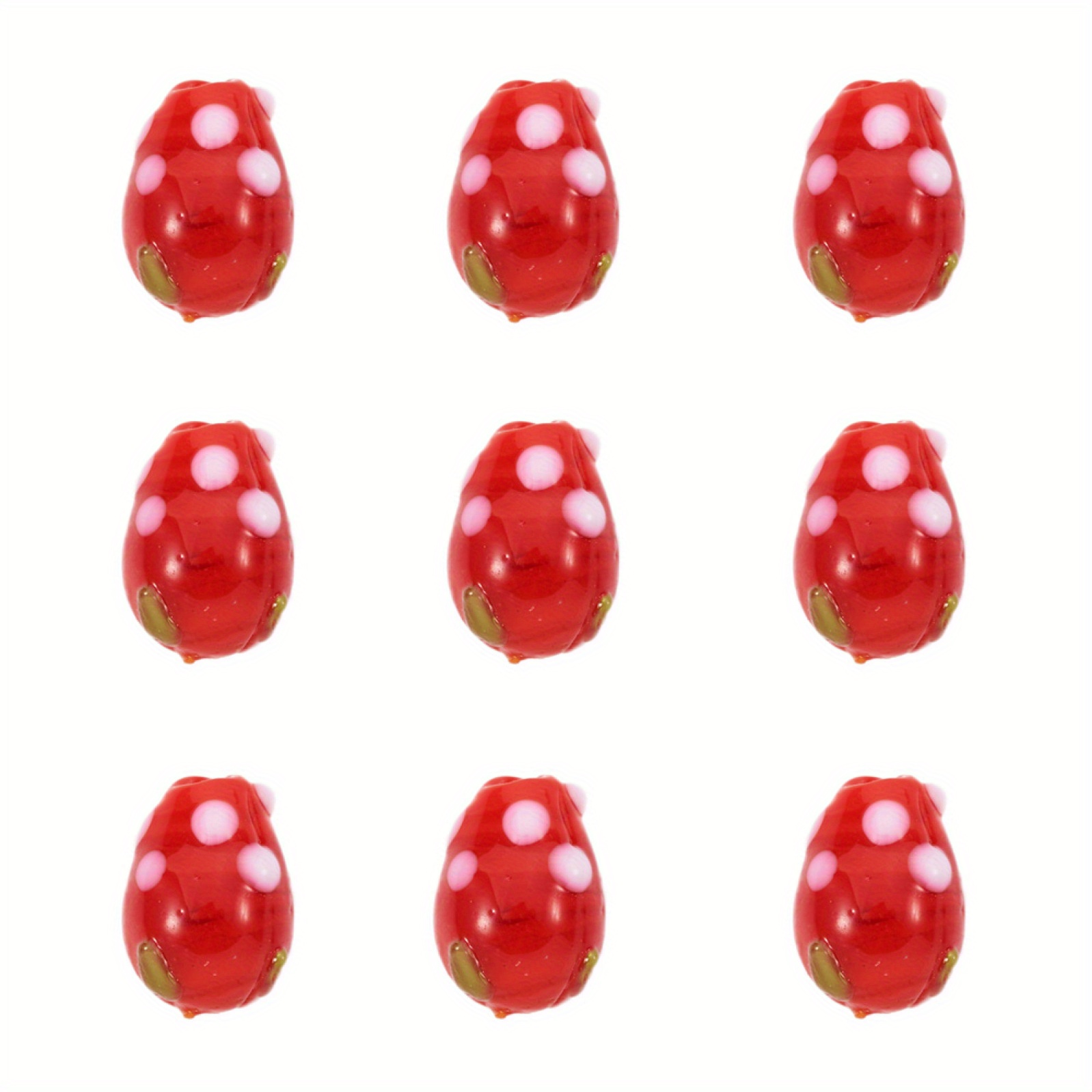 Handmade Lampwork 3D Strawberry Beads 