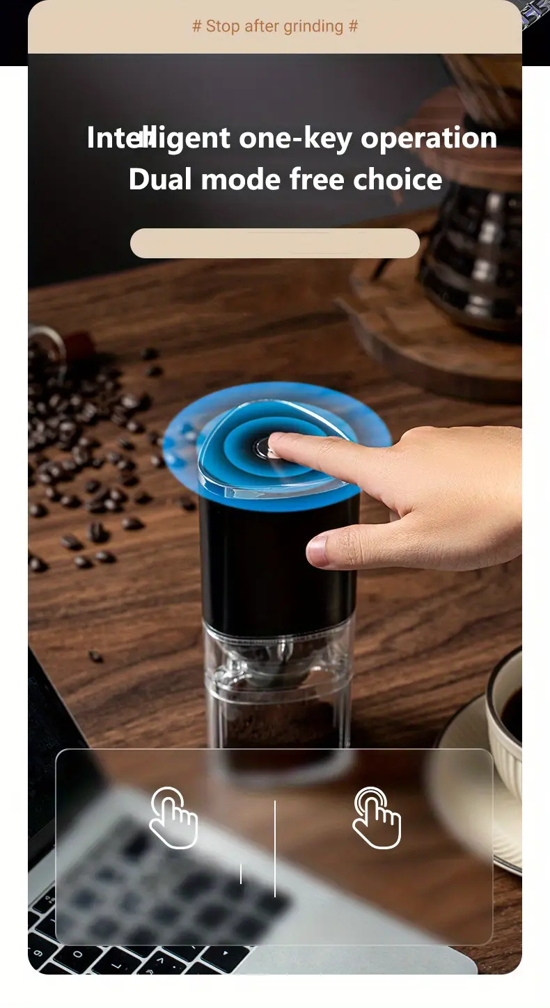 1pc portable usb wireless hand grinder coffee grinder detachable small household hand grinder coffee bean type c rechargeable built in battery ceramic grinding chip does not heat details 6