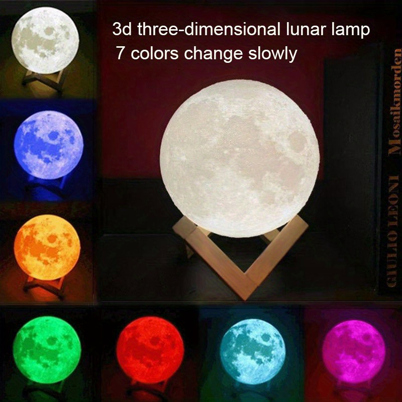 12cm 3D lampara luna decoración luces nocturnas lampara de noche dormitorio  luces led para habitacion