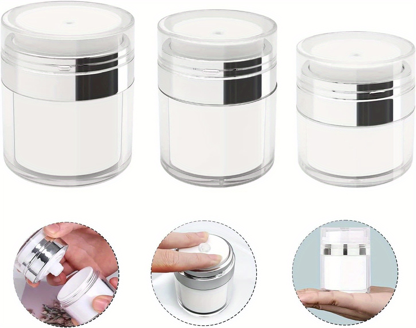 Airless Pump Jars Vacuum Cosmetic Travel Containers Lotions - Temu