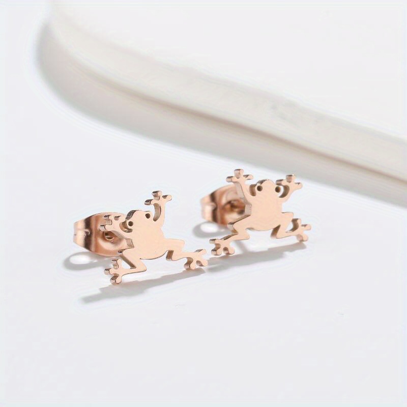2pcs Men's Stainless Steel Frog Ear Stud Earrings