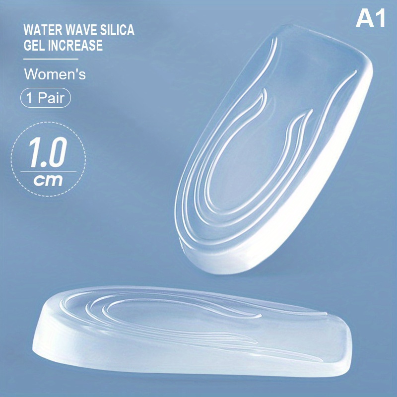 1pair Silicone Transparent Heightening Insoles, Men's And Women's Invisible Half Pads, Heel Lifting Pads, Elastic Arch Support Pads