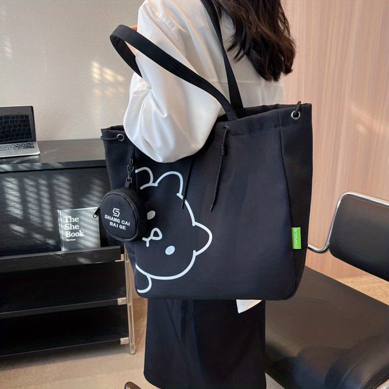 Cute Cartoon Bear Print Durable Shopping Bag With Little - Temu