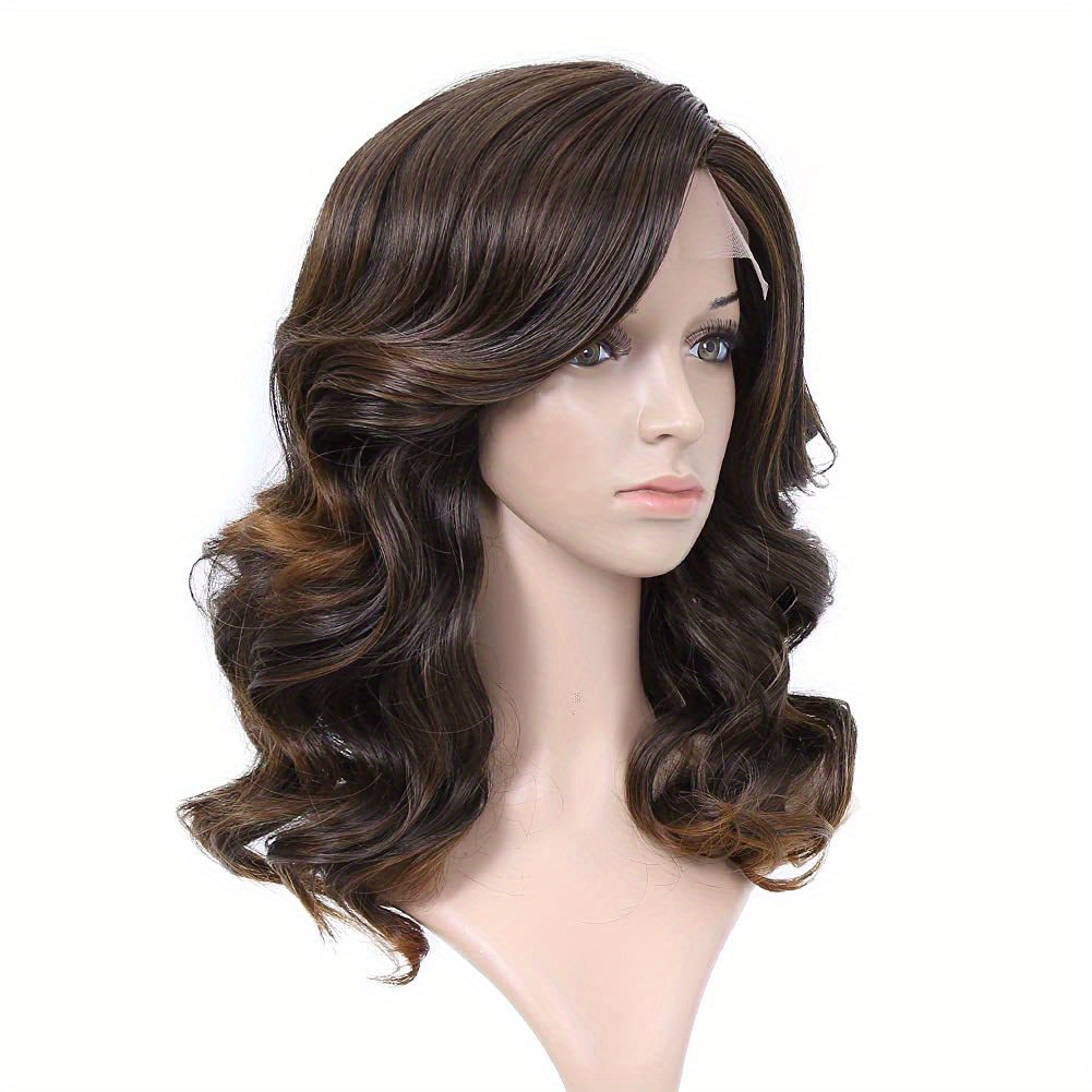 Long curly side parting synthetic lace front clearance wig