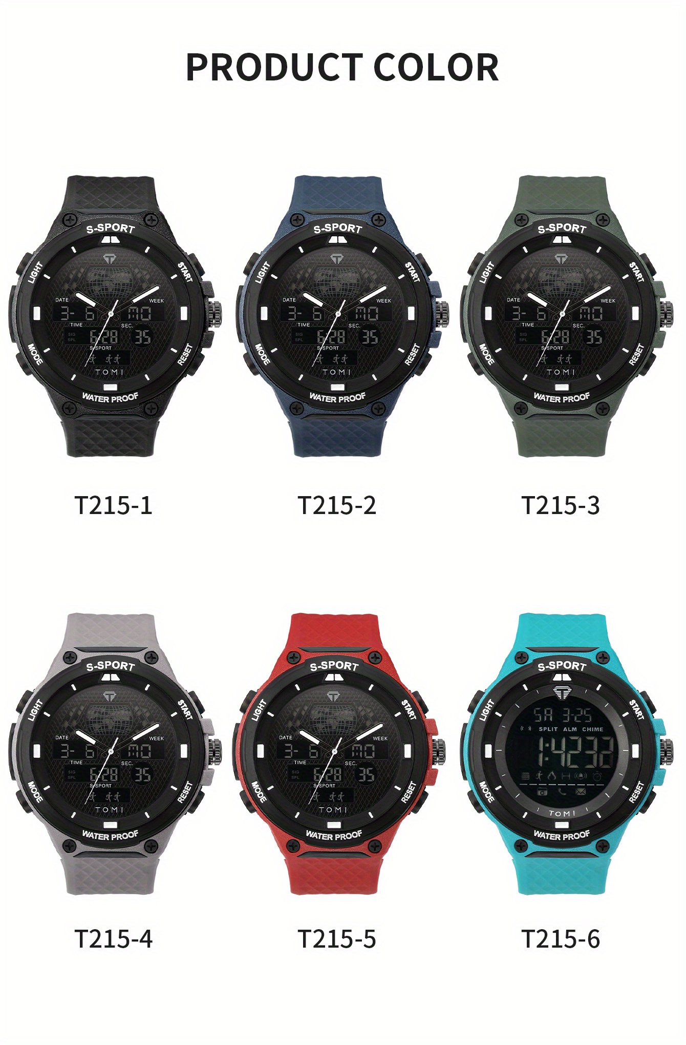 TOMI 1pc Boys Textured Khaki TPU Strap Sporty Round Dial Digital Watch For  Daily Life