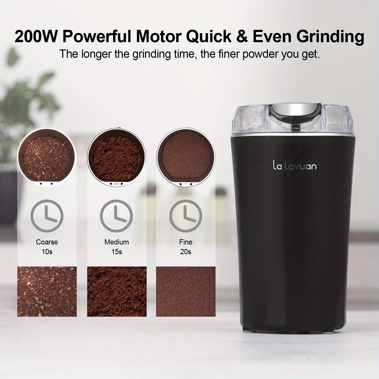 Tiitstoy Coffee Grinder Electric,200W Powerful Spice Grinder, Grinder Herb  Grinder Coffee Beans Grinder Electric For Spices,Herbs,Nut With Brush 