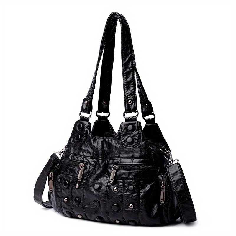Y2K Studded Decor Shoulder Bag, Vintage Faux Leather Handbag, Women's Large  Capacity Crossbody Bag