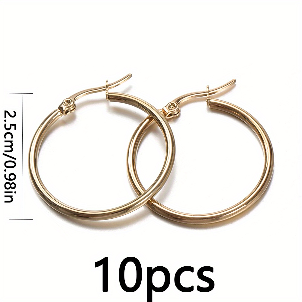 Golden Stainless Steel Open Earrings Circle Earring Hooks - Temu