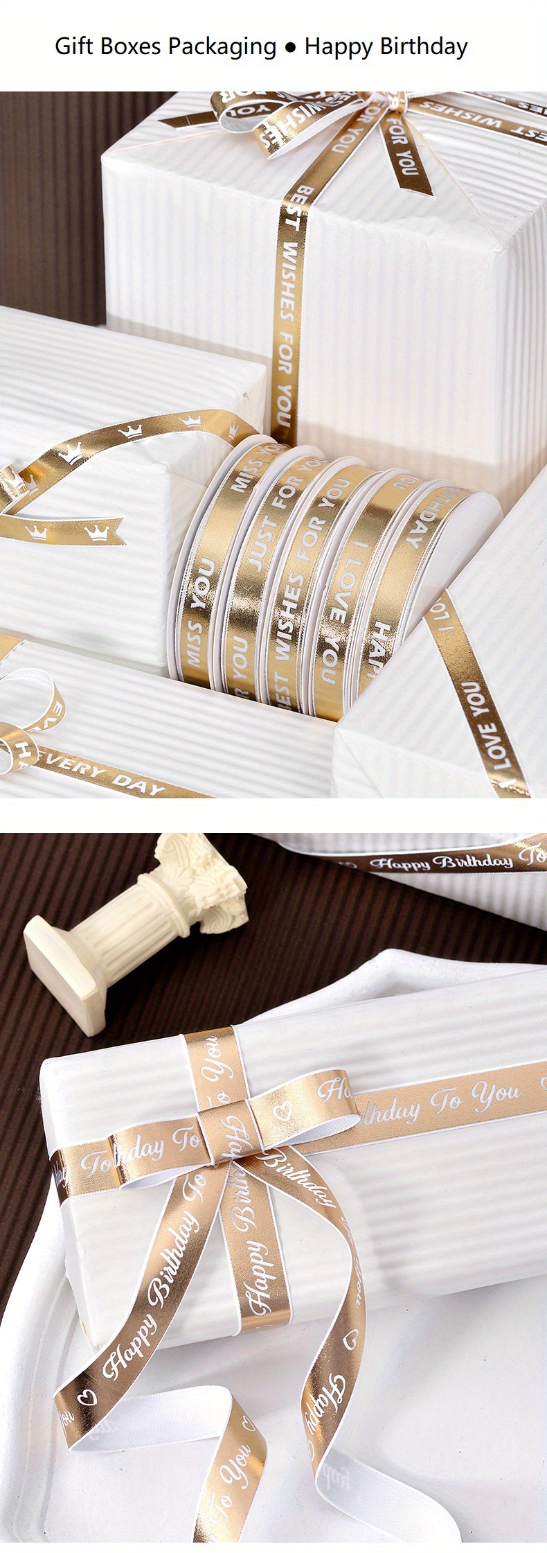 satin foil golden printed ribbon gift wrapping flower - {region_name}