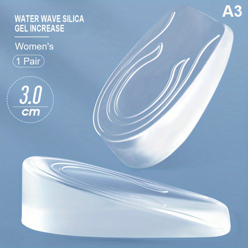 1pair Silicone Transparent Heightening Insoles, Men's And Women's Invisible Half Pads, Heel Lifting Pads, Elastic Arch Support Pads