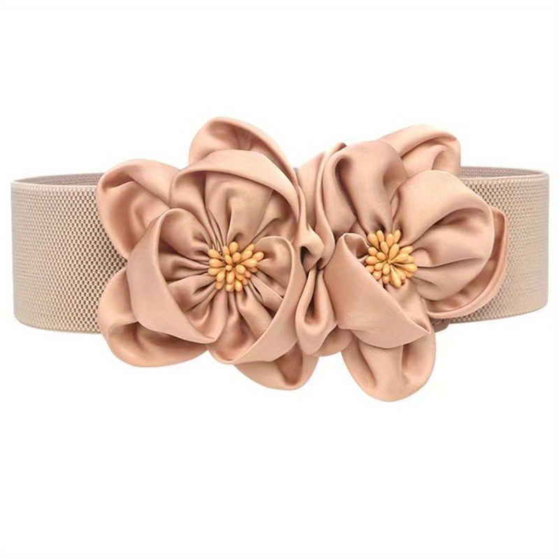 Double Flower Wide Girdle Solid Elastic Waistband