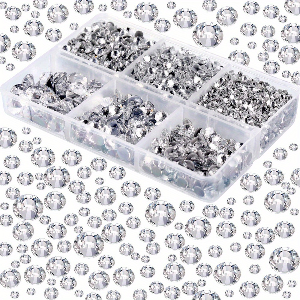 Yhsheen Rhinestones for Crafts,2880 Pcs Clear Flatback Gems Crystal  Rhinestones,Bedazzler Kit with Glass Rhinestones for Clothes Tumblers DIY