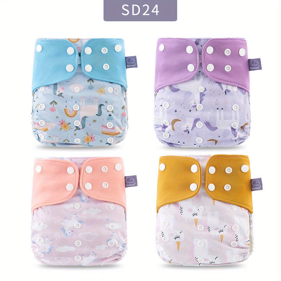 4pcs/pack Baby Cloth Diapers Washable Reusable Pocket Cloth Diaper Quick  Dry Breathable Waterproof One Size Adjustable For Baby Girls Boys Infants