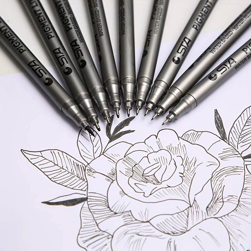Professional Drawing Porous-Point Pens Needle Marker Pen Black Ink Soft  Brush Pen Waterproof Painting Sketch