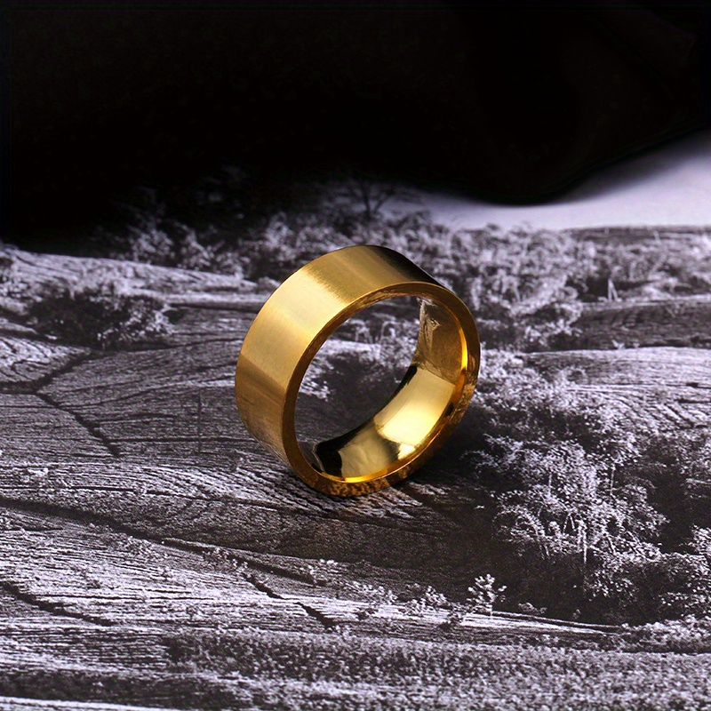 PAURO Stainless Steel Roman Numerals Ring - Unisex Classic Wedding Band, 8mm Wide