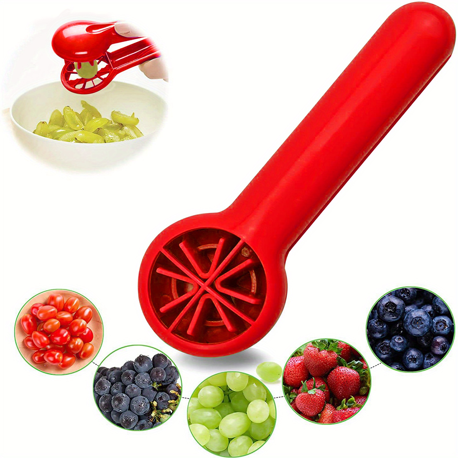 Fruit Slicer, Tomato/grape/cherry Slicer, Fruit Kitchen Decoration Kitchen  Gadgets, Vegetable Slicer, Kitchen Utensils, 1 Piece Of Red, 20x7.5x7cm