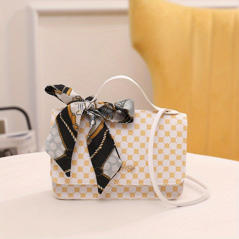 Small Polka Dot Print Handbags, Scarf Decor Crossbody Bag, Fashion Square  Purse For Women - Temu Japan