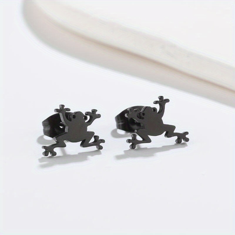 2pcs Men's Stainless Steel Frog Ear Stud Earrings