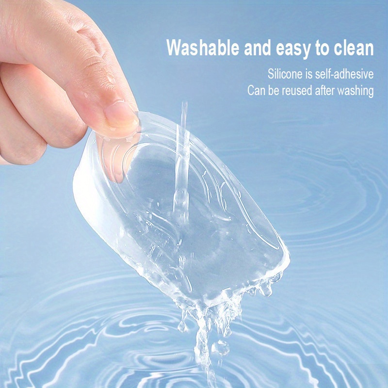 1pair Silicone Transparent Heightening Insoles, Men's And Women's Invisible Half Pads, Heel Lifting Pads, Elastic Arch Support Pads