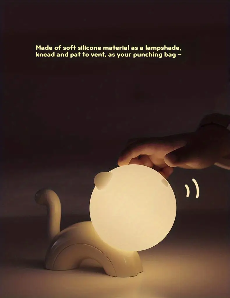 1pc cute cat lamp night light silicone touch bedside light for kids women ideal desk decor aesthetic stuff perfect funny gifts for any occasion add a cozy glow to your room details 6