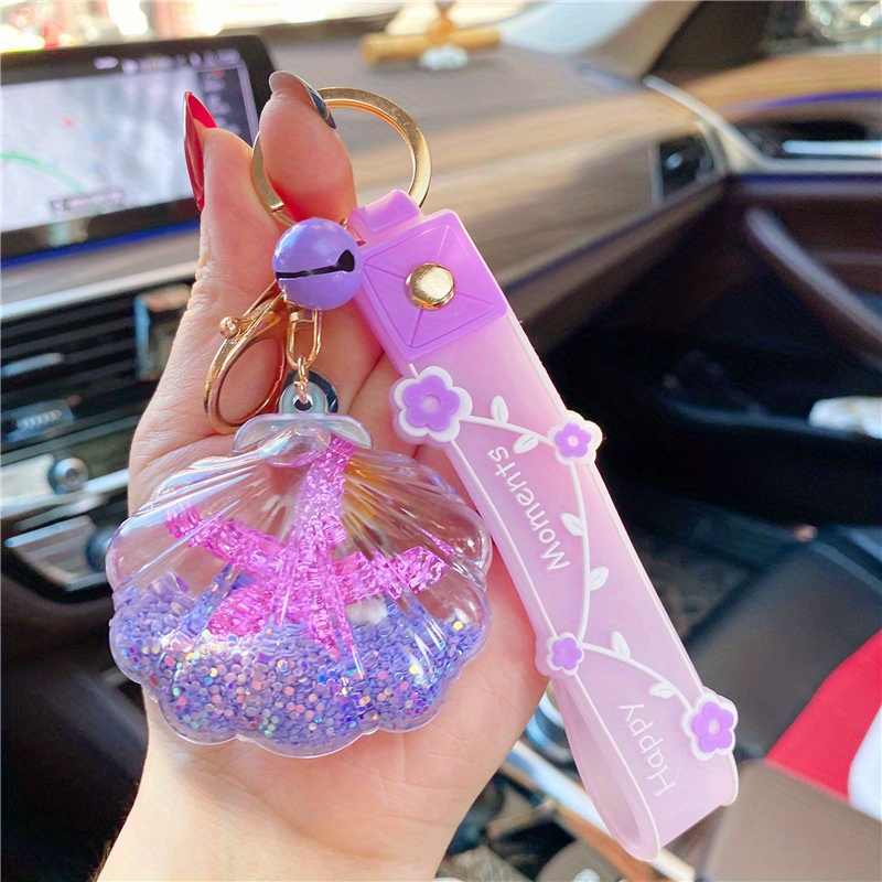 Starfish Keychain Liquid Floating Quicksand Keychains Bag Charm Car Key Ring