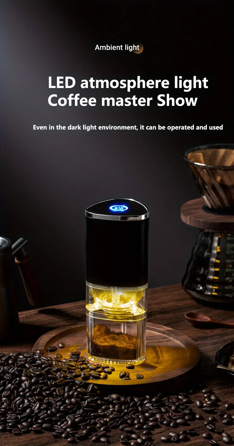 1pc portable usb wireless hand grinder coffee grinder detachable small household hand grinder coffee bean type c rechargeable built in battery ceramic grinding chip does not heat details 11