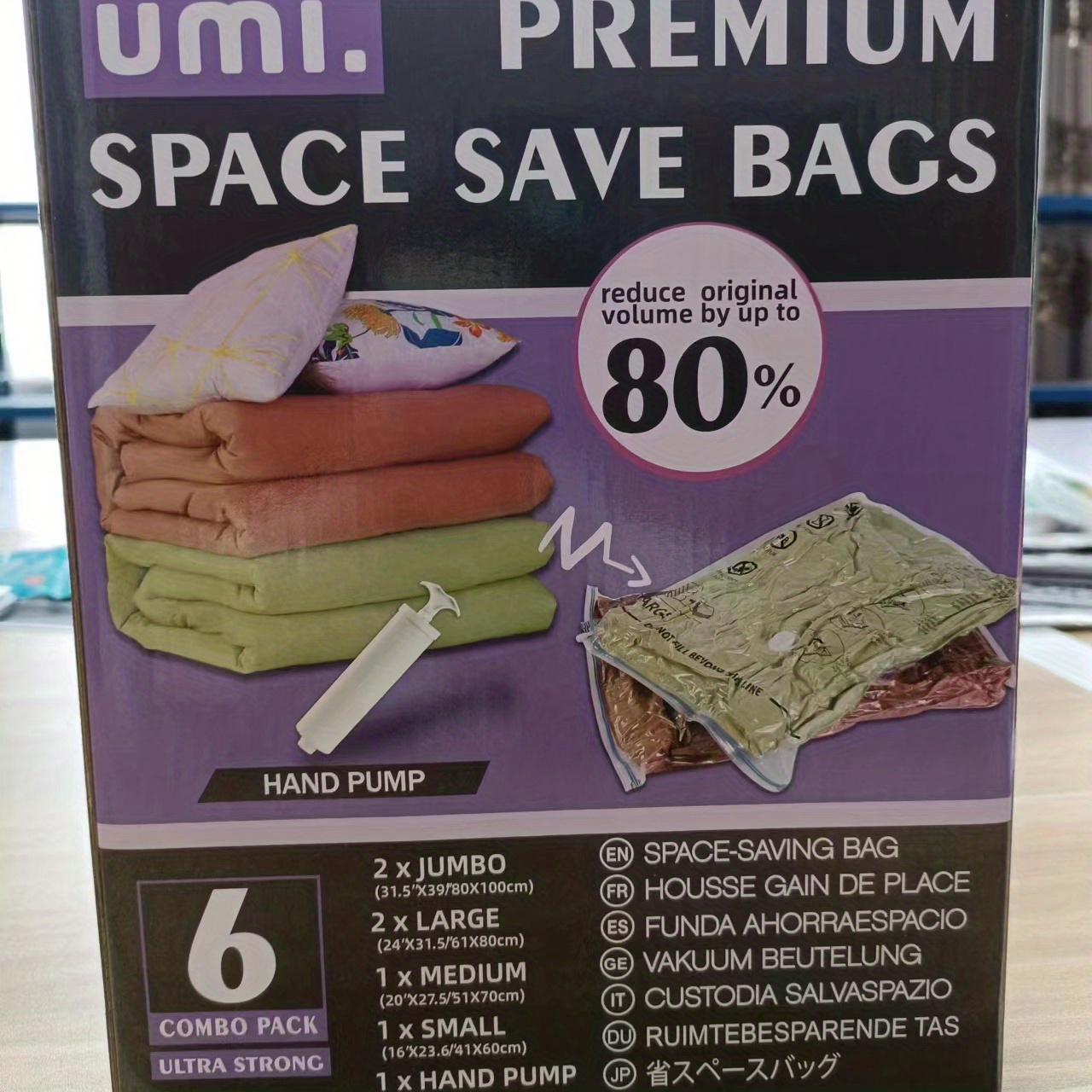 10 x Jumbo Vacuum Storage Bags Travel Space Saver Garment Seal Clothes Hand  Pump