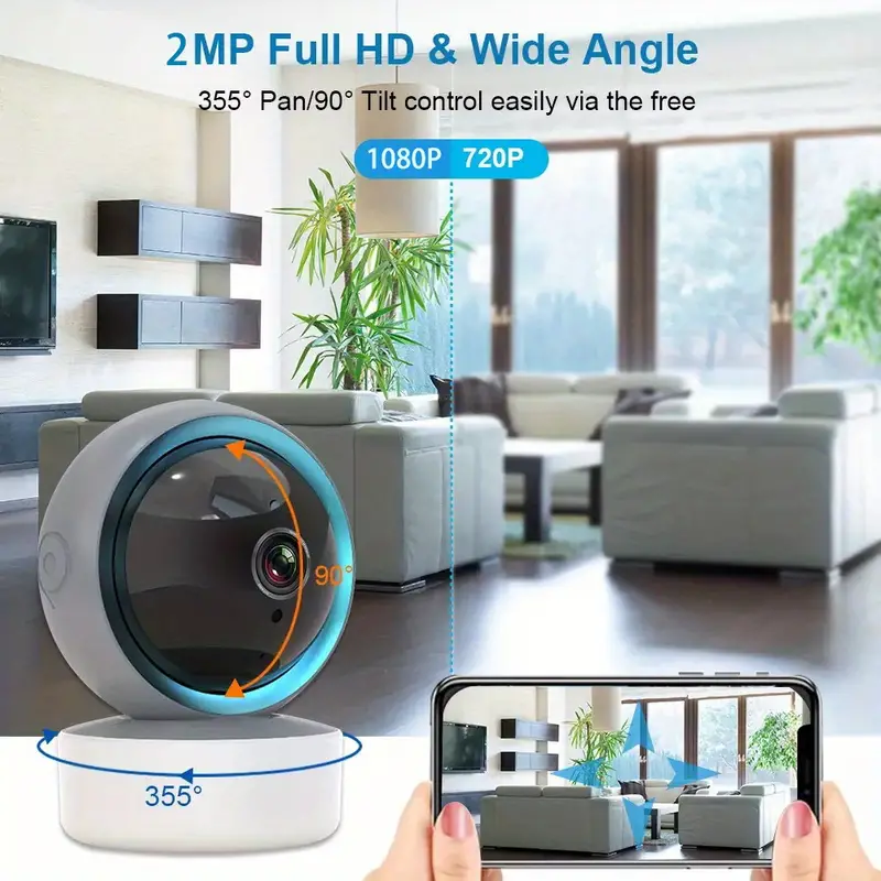 5g dual band 1080p smart wireless wifi home camera 360 degree rotation hd infrared night vision two way voice intercom mobile phone remote control indoor home monitor details 2