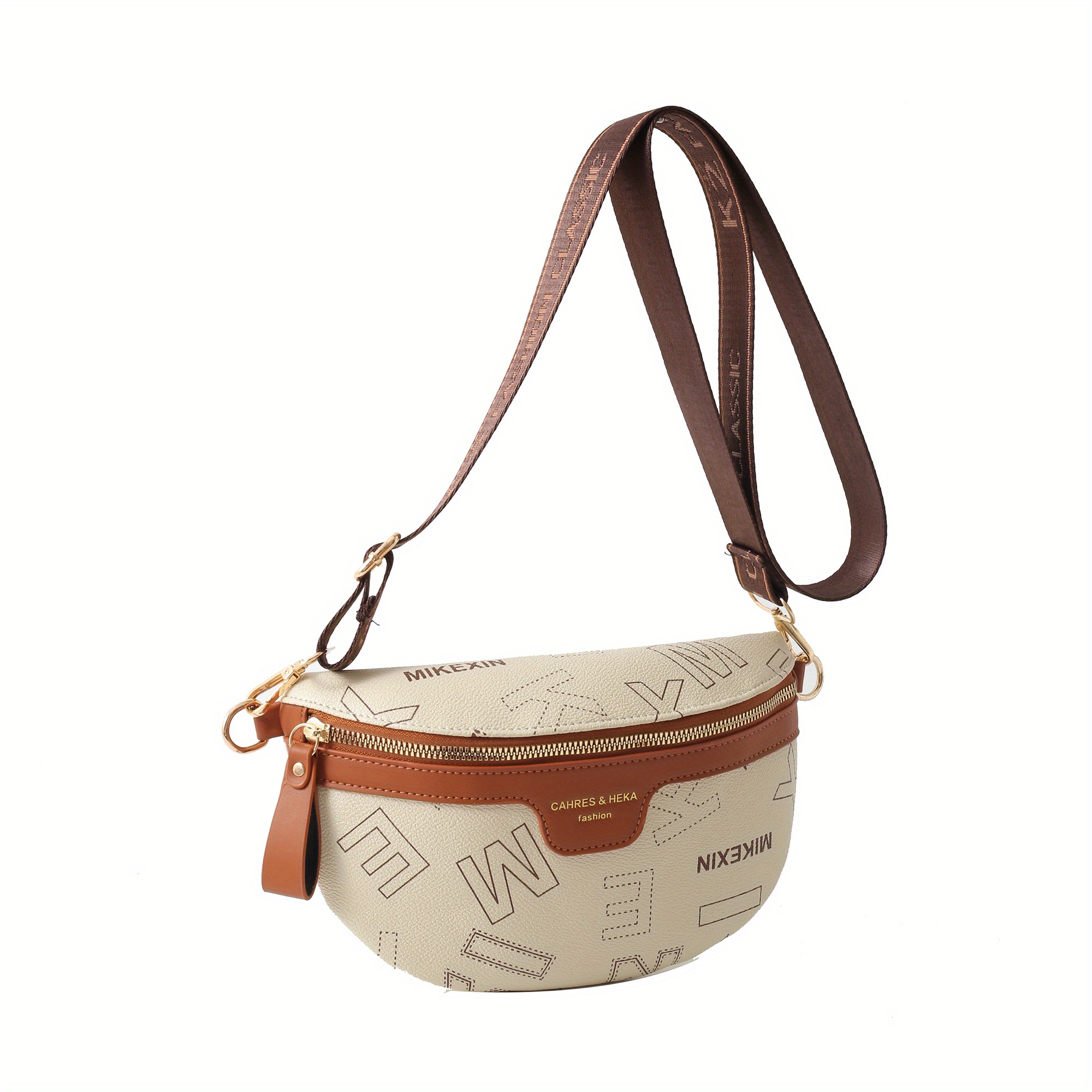 Letter Graphic Chest Bag With Coin Purse, Wide Strap Crossbody Bag
