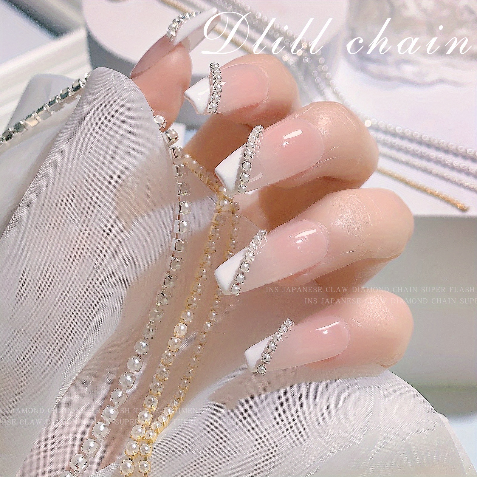 Pearl Claw Chain Nail Rhinestone 3d Metal Golden Silver Ab - Temu