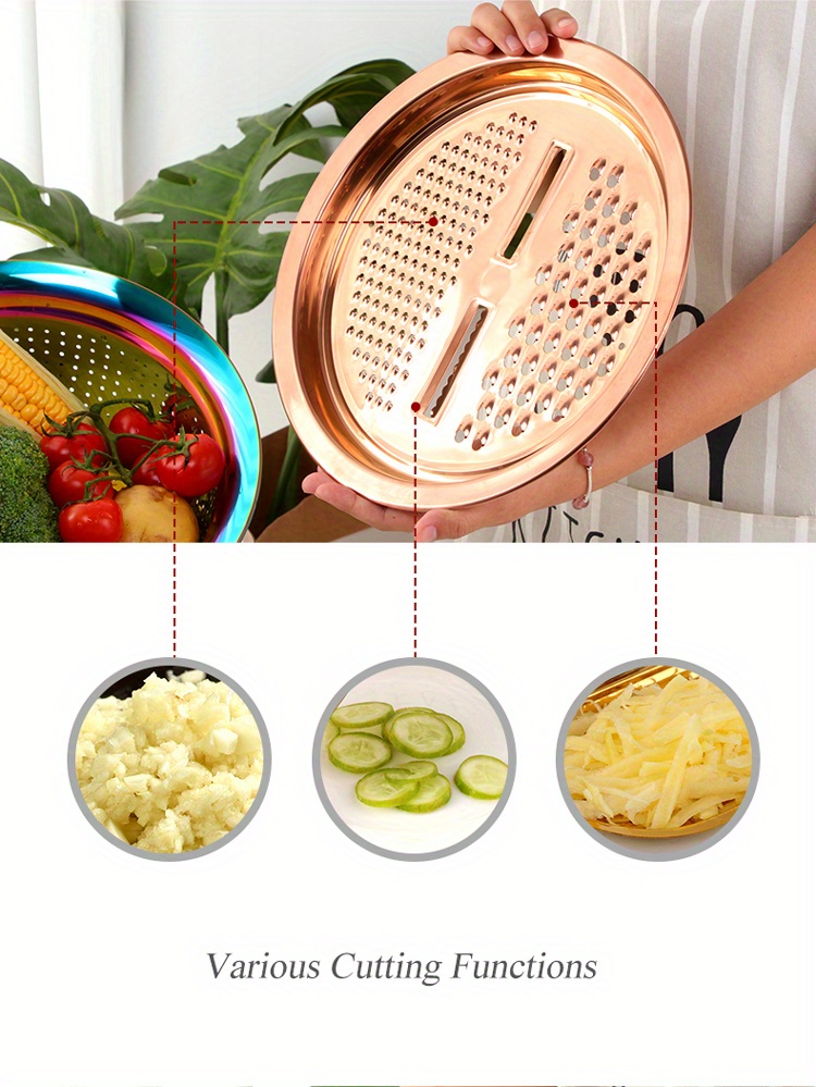 1 set fruit peeler fruit slicer vegetable washing basket vegetable basin fruit drainer basket stainless steel fruit cutter vegetable cutter u shaped peeling knife   kitchen accessories details 2