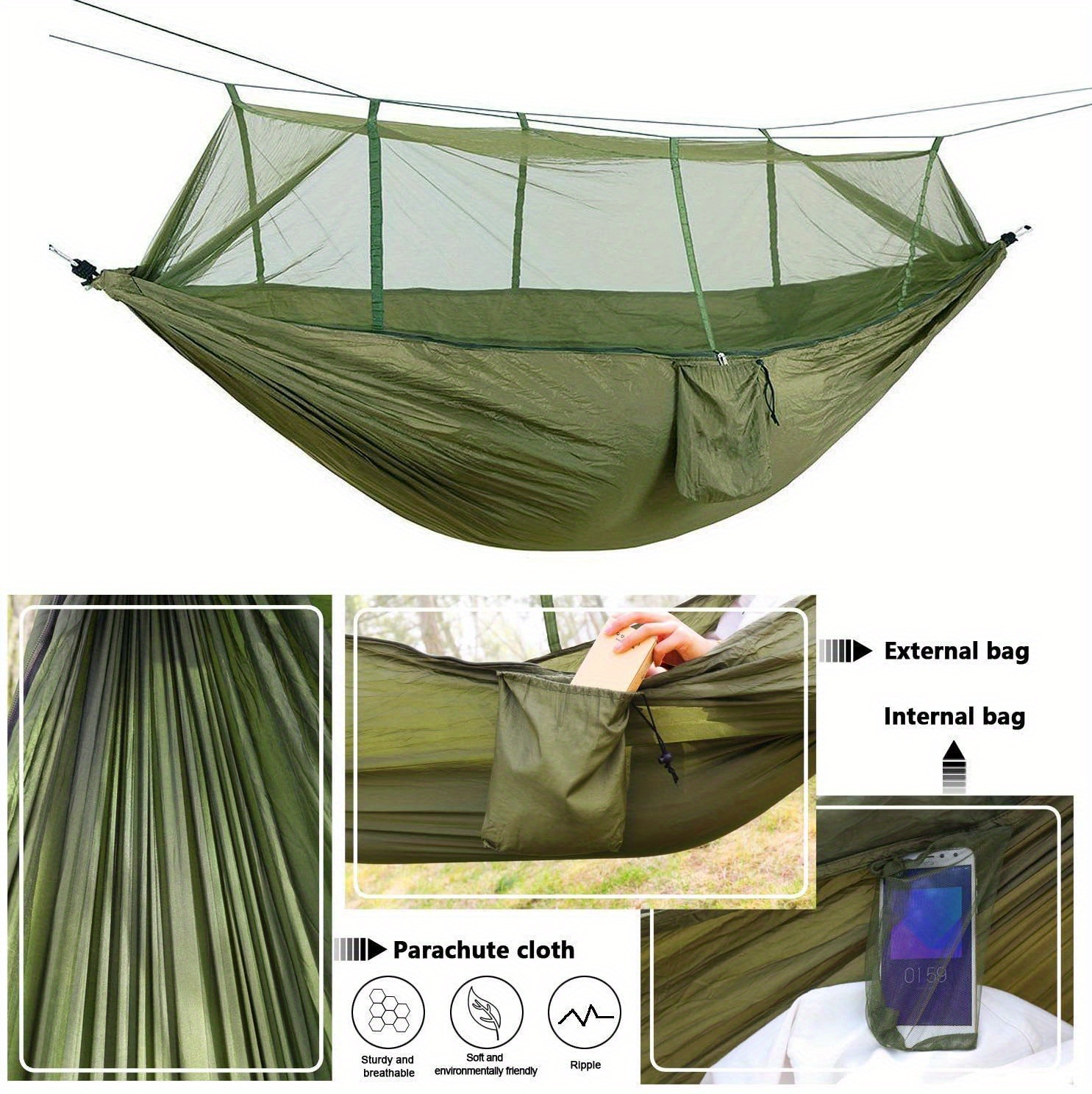 Hamaca Camping Red Malla Anti Mosquito Insecto Portatil Facil Montaje 600  Lbs