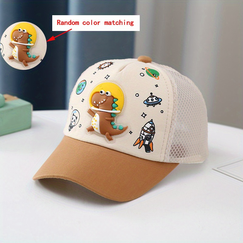 Cartoon Baseball Cap, Polyester Breathable Snap Closure, Hand Washable, Animal Pattern, Stretchable, For , Spring/summer Casual Wear, Birthday Gift Idea, Random Color
