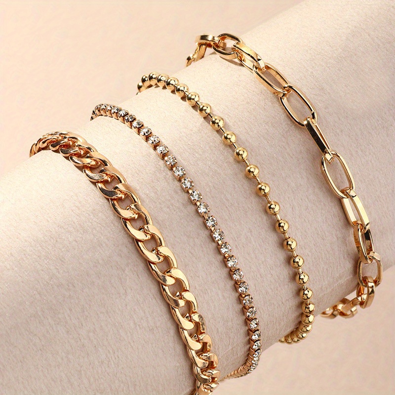 MultiLayer Metal Heart & Bead Decor Anklet