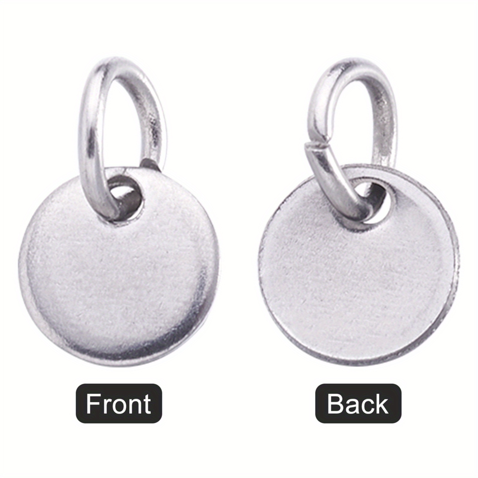 Stainless Steel Charms Stamping Blank Tag With Jump Rings - Temu